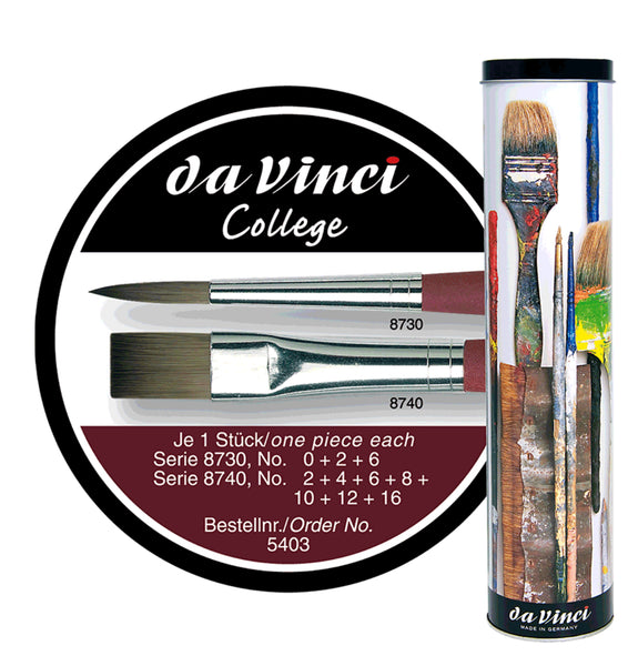da Vinci Oil & Acrylic Series 5403 College Paint Brush Set • Synthetic with Gift Can • Multiple Sizes - 10 Brushes