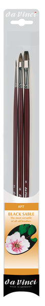 da Vinci Oil & Acrylic Set 5015 • Russian Black Sable Variety Pack • 3 Brush Set