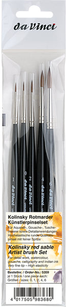 da Vinci Watercolor Set 5359A2 • Russian Red Sable Rounds • 5 Brush Set