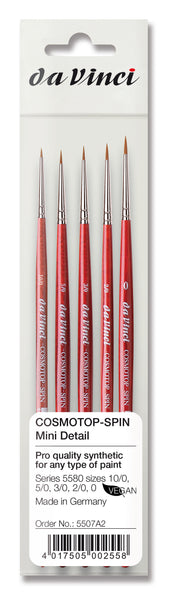da Vinci Watercolor Set 5507A2 • Cosmotop Spin Synthetic Miniature Detail Rounds • 5 Brush Set