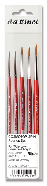 da Vinci Watercolor Set 5508A2 • Cosmotop Spin Synthetic Rounds • 5 Brush Set