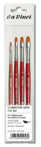 da Vinci Watercolor Set 5511A2 • Cosmotop Spin Synthetic Flats • 4 Brush Set