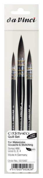 da Vinci Watercolor Set 5515A2 • Casaneo Series 498 New Wave Synthetic Quills • 3 Brush Set