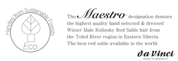 da Vinci Watercolor Set 5540A2 • Series 1505 Maestro Kolinsky Red Sable Extra Short Rounds • 4 Brush Set